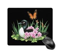Orchid Flowers Monarch Butterfly Printed Mouse Pad with Stitched Edges Non Slip Waterproof Mousepad Desk Mat for Office Gaming
