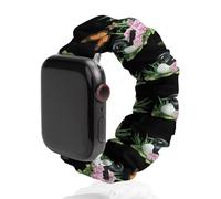 Orchid Flowers Monarch Butterfly Printed Scrunchie Watch Band Compatible with IWatch Soft Elastic Replacement Straps