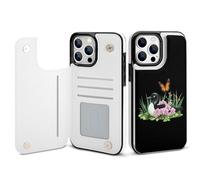 Orchid Flowers Monarch Butterfly Printed Wallet Phone Case Slim Cute Cellphone Protective Cover Unisex Compatible with iPhone iPhone 13/13 Pro/13 Pro Max/13 Mini