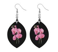 Orchid Flowers Womens Wooden Dangle Earrings for Adults Drop Pendant Trendy Jewelry