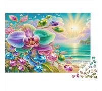 Orchid Gem Beach Jigsaw Puzzles 1000Pc Recycled Paper for Adults Puzzle for Adults Impossible Hard Challenging Family Game Fun Home Activity Great Gift Idea 38x26cm/1000pcs