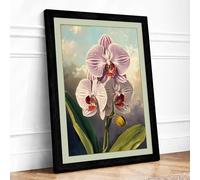 Orchid in Bloom Botanical Framed Wall Art Print A1 (84.1×59.4cm) Black, Wall Decor for Living Room, Bedroom, Office & Home, Ready to Hang, Art Gift