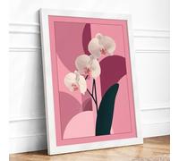 Orchid in Bloom Botanical Framed Wall Art Print A2 (59.4×42cm) White, Wall Decor for Living Room, Bedroom, Office & Home, Ready to Hang, Art Gift