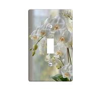 Orchid Light Switch Cover Plates/Outlet Covers, Elegant White Flowers for Home Decor, Thermoplastic Wall Plates, Standard Size Single Toggle