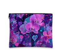 Orchid Makeup Bag, Violet Floral Fantasy Cosmetic Travel Pouch for Women, Portable Small Canvas Zipper Case, Gift for Spring Festival Skincare Organizer, Violet, 7x9 Inch, Orchid