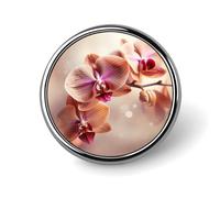 Orchid on Background Badges Decorative, Durable Aluminum Alloy Round Badge, Lightweight Button Brooch for Shirts, Jackets, Hats, Uniforms 1"