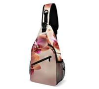 Orchid on Background Sling Bag with Rfid Blocking Causal Mens Crossbody Bag Lightweight Chest Pack Large Man Purse Travel Crossbody Backpack Shoulder Sling Backpack for Hiking Running Cycling