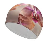 Orchid on Background Swim Cap for Adult, Elastic Fabric Swimming Cap, Comfortable Bathing Cap for Long & Short Hair