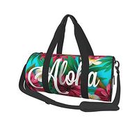 Orchid Party Aloha Hawaii Hand Lettering Hibiscus Pink Label Travel Duffel Bags Gym Sports Luggage Large Travel Tote Bag Overnight Weekend Bags for Man and Women