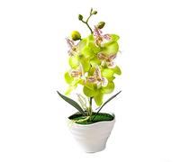 Orchid Plant Artificial Orchid Fake Flowers Yellow Phalaenopsis in Pot, Artificial Flower in Pot for Home Wedding Party Decor