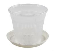 Orchid Pot, Transparent Orchid Pots with Holes and Saucers, Clear Plastic Orchid Pots for Plant and Repotting, Garden Plant Pots for Home Office(11cm)