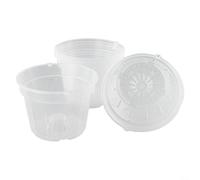 Orchid Pots 5 Piece Set Clear Plastic with Drainage Holes for Repotting and Maintaining Moisture Balance in Epiphytic Species (Medium)