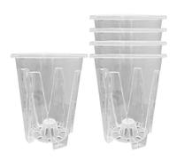 Orchid Pots 5PCS Clear Flower Pots with Drainage Holes Plastic Orchid Planter Breathable Slotted Clear Plant Pots for Orchids, Succulents, Houseplants