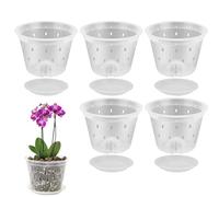 Orchid Pots with Holes | Clear Flower Pot for Orchids | Breathable Slotted Planter, Flower Plant Pot Indoor Outdoor for Orchid Cactus