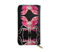 Orchid Praying Mantis Patterned Leather Long Wallet (7.5 * 4.1 inches) | Extra Large Multi-Function Compartment | Great Gift