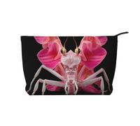 Orchid Praying Mantis Printed Corduroy Cosmetic Bag, Large Capacity Waterproof Travel toiletries Storage Bag