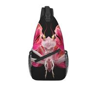 Orchid Praying Mantis Printed Crossbody Bag with Double Side Pockets - Ideal for Commute, Travel, and Everyday Use