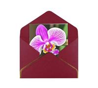 Orchid Print Greeting Card Paper, Half Fold To Cards For Birthday, Wedding, Party.