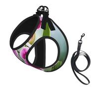 Orchid Print Reflective No Choke Pet Vest Harness,Adjustable Soft Padded Dog Harness With Easy Control Handle