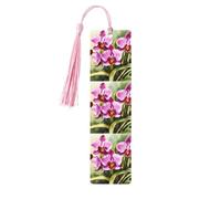 Orchid Print Wooden Bookmarks with Tassels, Wood Book Markers for Book Lovers, Teachers & Present