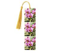 Orchid Print Wooden Bookmarks with Tassels, Wood Book Markers for Book Lovers, Teachers & Present