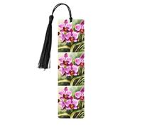 Orchid Print Wooden Bookmarks with Tassels, Wood Book Markers for Book Lovers, Teachers & Present