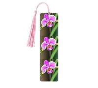 Orchid Print Wooden Bookmarks with Tassels, Wood Book Markers for Book Lovers, Teachers & Present