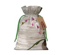 Orchid Printed Christmas Drawstring Gift Bags-Xmas Wrapping Bags,Candy Bag,For Holiday Party Decorations,Wedding Party Supplies M Green Christmas Ribbon