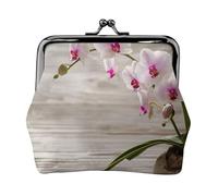 Orchid Printed Coin Purse Pouch-Mini Coin Wallet,Change Purse,Leather Coin Pouch Holder For Woman Girls, Black, One Size, Modern,european Style, Retro