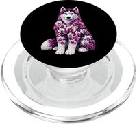 Orchid Siberian Husky Dog Flower Gardening Floral PopSockets PopGrip for MagSafe