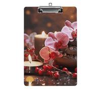 Orchid Stone Red Candles Clipboard, A4 Acrylic Clipboard with Hanging Hole, Ultra-Light Clip Board - Holds 100 Sheets, Shatterproof Document Holder for Office, 12.5" X 8.5"