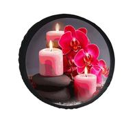 Orchid Stone Red Candles Spare Tire Cover PVC Leather Spare Wheel Cover Dustproof Waterproof Jeep Tire Cover for 32inch Camper, RV Trailer, Truck, SUV Fit Diameter 28-34 Inch