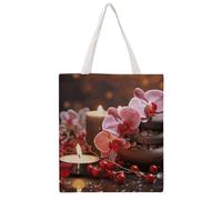 Orchid Stone Red Candles Tote Bag, Aesthetic Canvas Tote Bag Reusable Grocery Shopping Bag for Women Men