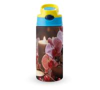 Orchid Stone Red Candles Water Bottle with Carrying Loop, 304 Stainless Steel Vacuum Insulated Cup | BPA Free, Leakproof Tumblers for Sports Travel, 12oz Blue-style