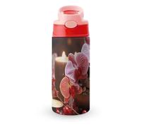 Orchid Stone Red Candles Water Bottle with Carrying Loop, 304 Stainless Steel Vacuum Insulated Cup | BPA Free, Leakproof Tumblers for Sports Travel, 12oz Pink-style