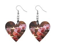 Orchid Stone Red Candles Wooden Earrings Jewelry Gifts, Lightweight Vintage Natural Wood Pendants Classic Artistic Wooden Earring Hooks for Women, Star, Wooden, wood