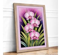 Orchid Study Botanical Framed Wall Art Print A1 (84.1×59.4cm) Oak, Wall Decor for Living Room, Bedroom, Office & Home, Ready to Hang, Art Gift