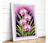 Orchid Study Botanical Framed Wall Art Print A3 (42×29.7cm) White, Wall Decor for Living Room, Bedroom, Office & Home, Ready to Hang, Art Gift