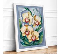 Orchid Study Botanical Framed Wall Art Print A4 (29.7×21cm) White, Wall Decor for Living Room, Bedroom, Office & Home, Ready to Hang, Art Gift