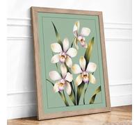Orchid Study in Bloom Botanical Framed Wall Art Print A2 (59.4×42cm) Oak, Wall Decor for Living Room, Bedroom, Office & Home, Ready to Hang, Art Gift