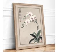 Orchid Study Japandi Framed Wall Art Print A1 (84.1×59.4cm) Oak, Wall Decor for Living Room, Bedroom, Office & Home, Ready to Hang, Art Gift