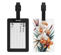 Orchid Tropical Foliage Vintage Luggage Tag Travel Bag Suitcase Baggage Name Tags