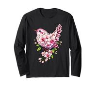 Orchid Wren Bird Flower Gardening Floral Long Sleeve T-Shirt
