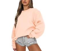 Orchidays Women's Casual Crewneck Sweatshirt Long Sleeve Loose Fitting Pullovers Fall Tops, Blush Pink, Large