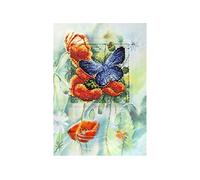 Orchidea Butterfly and Poppies Card Cross Stitch Kit