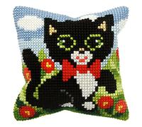 Orchidea Cat with Bow Tie Cushion Front Chunky Cross Stitch Kit