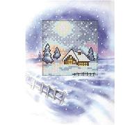 Orchidea Cross Stitch Card Kit - Moonlit Christmas Snowy Village