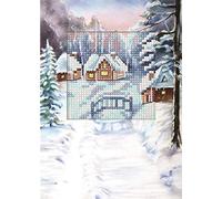 Orchidea Cross Stitch Card Kit - Snowy Bridge and Cottages