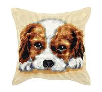 Orchidea Cross Stitch Cushion Kit, Cotton, Dog 1, 40 x 40cm