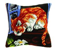Orchidea Cross Stitch Cushion Kit, Curious Cat, 40 x 40cm